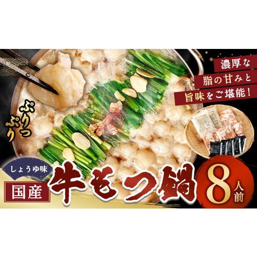 ふるさと納税 モツ鍋 福岡県 岡垣町 11月発送 国産牛もつ鍋 8人前 ちゃんぽん 濃縮スープ付(醤油味) もつ ホルモン 鍋 お鍋 セット 冷凍 岡垣町 11月発送