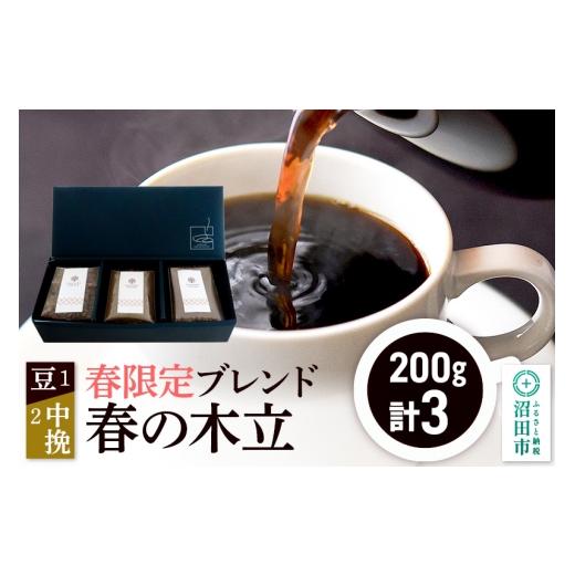 ふるさと納税 コーヒー コーヒー豆 群馬県 沼田市 春季限定 ブレンドコーヒー「春の木立」豆200g×1袋+中挽き200g×2袋