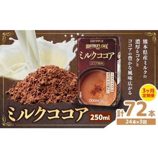 ふるさと納税 飲料類 乳飲料 熊本県 菊池市 常温保存可能 1ヶ月毎3回定期便 ミルクココア 250ml×24本 計72本 合同会社たべたせいか[お申し込みの翌月から出…