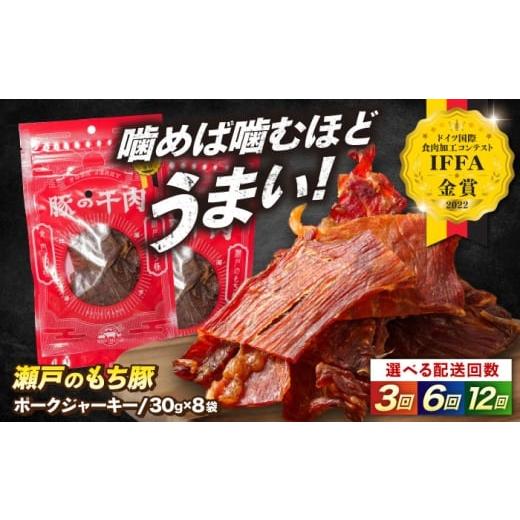 ふるさと納税 加工品等 広島県 福山市 全3回定期便 肉「瀬戸のもち豚」ポークジャーキー 8袋(30g/袋) 広島県福山市/日本畜産株式会社 ジャーキー おつまみ …