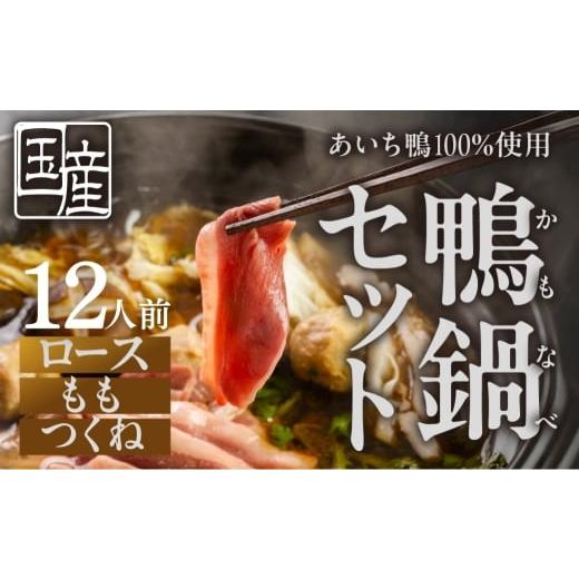 ふるさと納税 ジビエ鍋 愛知県 豊橋市 通常お届け あいち鴨 鍋セット[12人前]ロース モモ つくね スープ付 鴨鍋 カモ鍋 セット ギフト かも肉 鴨 合鴨 本格…