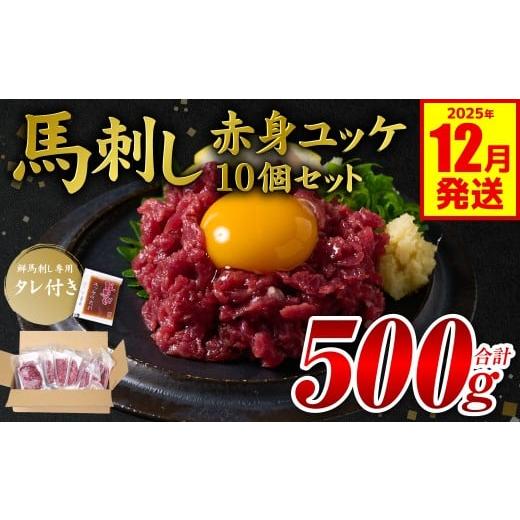 ふるさと納税 馬肉 熊本県 八代市 馬刺し赤身ユッケ10個セット ユッケ専用タレ付き 馬肉 冷凍 個装 パック 菅乃屋 馬刺し 生食 ユッケ 郷土料理 2025年12月発…