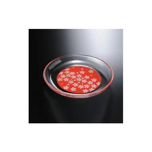 ふるさと納税 食器・グラス 皿 和歌山県 海南市 みよし漆器本舗 紀州塗り ぬりもん de Verre 丸小皿 蒔絵 桜 赤 直径14.8×2cm 赤