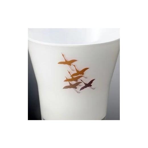 ふるさと納税 雑貨・日用品 グラス 和歌山県 海南市 みよし漆器本舗 紀州塗り ぬりもん de Verre フリーグラス 蒔絵 千羽鶴 白 210ml 白の画像