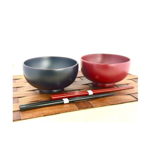 ふるさと納税 陶磁器・漆器・ガラス 秋田県 湯沢市 川連漆器 箸付夫婦4.4寸椀（銀朱・銀溜）紙箱入 (株)佐藤商事 C4-5501の画像