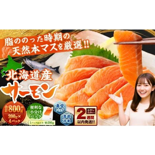 ふるさと納税 魚貝類 サーモン 北海道 小樽市 北海道産サーモン 約800g (約200g×4パック) サーモン 本マス マス 天然 新鮮 塩締め 急速凍結 小分け 冷凍