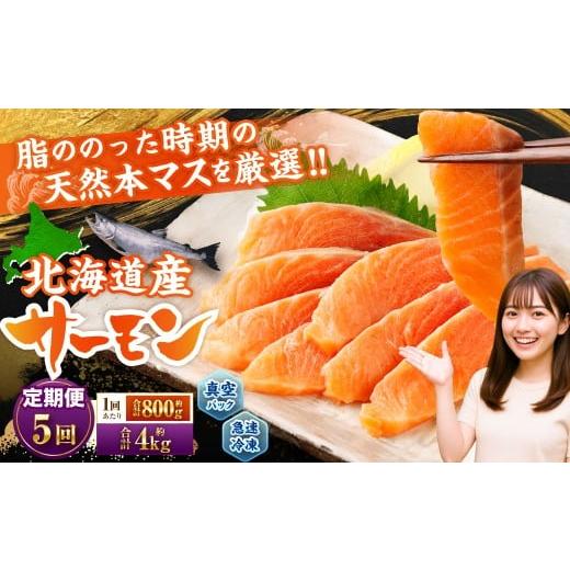 ふるさと納税 魚貝類 サーモン 北海道 小樽市 5回定期便 北海道産サーモン 計約4kg (約200g×4パック)×5回 サーモン 本マス マス 天然 新鮮 塩締め 急速凍…