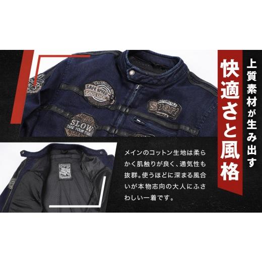 ふるさと納税 服 男 京都府 京都市  デグナー コットンジャケット 23SJ-6 〈ネイビー・Lサイズ〉｜京都 バイクギア 人気ブランド バイク［ 京都 バイク バイク…の画像