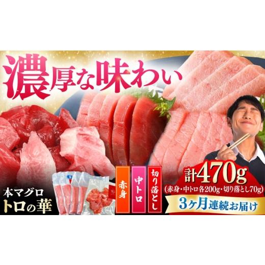 ふるさと納税 マグロ 長崎県 対馬市 全3回定期便 対馬産 本マグロ 470g(赤身200g、中トロ200g、切り落とし70g) 対馬市 桐谷商店 トロの華 対馬 新鮮 マグロ…