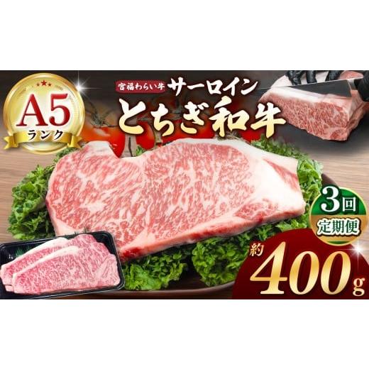 ふるさと納税 牛肉 サーロイン 栃木県 那珂川町 栃木県共通返礼品 定期便3回 宮福笑牛(とちぎ和牛) A5 サーロインステーキ 約200gx2枚 | 定期便 和牛 A5ラ…