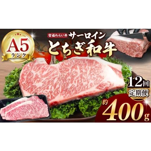 ふるさと納税 牛肉 サーロイン 栃木県 那珂川町 栃木県共通返礼品 定期便12回 宮福笑牛(とちぎ和牛) A5 サーロインステーキ 約200gx2枚 | 定期便 和牛 A5…