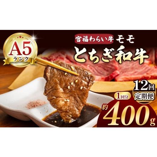 ふるさと納税 牛肉 しゃぶしゃぶ 栃木県 那珂川町 栃木県共通返礼品 定期便12回 宮福笑牛(とちぎ和牛) A5 モモ焼き肉 約400g | 定期便 和牛 A5ランク モモ…