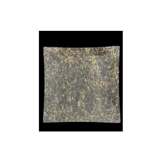 ふるさと納税 陶磁器・漆器・ガラス 和歌山県 海南市 波スクエアプレート S 乱糸(マット仕上げ)漆黒 漆黒