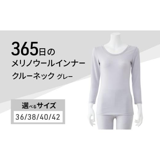 ふるさと納税 服 女 兵庫県 加西市 365日のメリノウールインナー advance クルーネック グレー サイズ:36 36