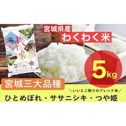 ふるさと納税 米 ブレンド 宮城県 涌谷町 ふるさと納税 宮城県産三大銘柄いいとこ取りブレンド米 わくわく米 5kg×1袋入 計5kg | お米 精米 白米 ひとめぼれ…