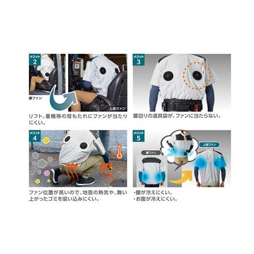 ふるさと納税 服 岐阜県 中津川市 Nクール?ウェア（男女兼用） 半袖 ND-1142(12Vスターターキット)セット ウェア色ネイビー２Ｌ ファンカラー：ブラック F4N-2…の画像