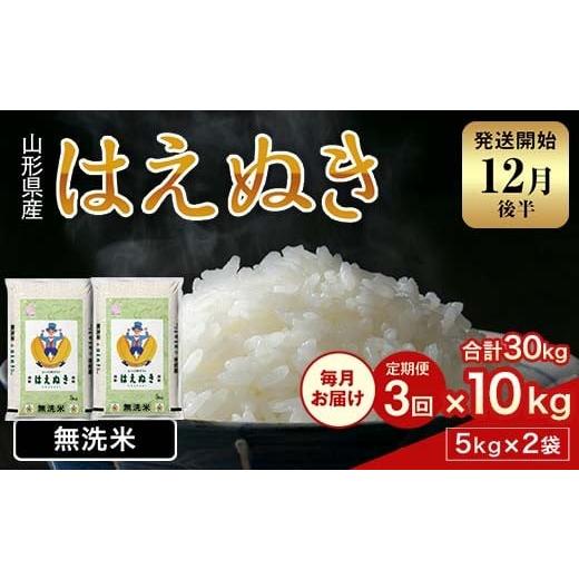 ふるさと納税 無洗米 山形県 西川町 FYN1-981 3回定期便・12月後半発送 令和7年産 新米 山形県産 はえぬき 10kg 2025年 お米 米 米米 ごはん ご飯 白米 国産 …