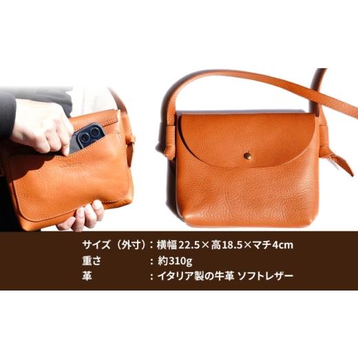 ふるさと納税 カバン ショルダーバッグ 福岡県 糸島市  レッド ギボシサコッシュ 糸島市 ／ LADIES＆GENTLEMEN 本革 革製品 ADK069-3 レッドの画像