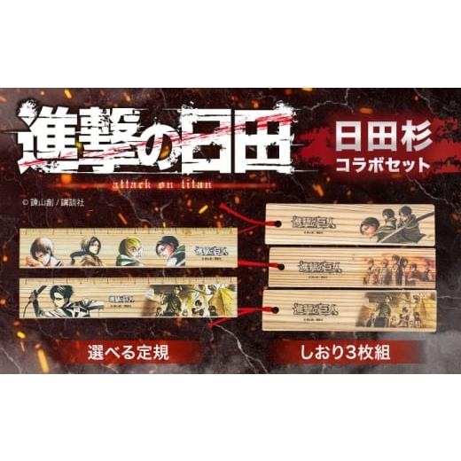ふるさと納税 キャラクター・ぬいぐるみ 大分県 日田市 「進撃の巨人」選べる日田杉定規(1点)&しおり(3枚組)セット 日田市 / 株式会社トライ・ウッド 文房…