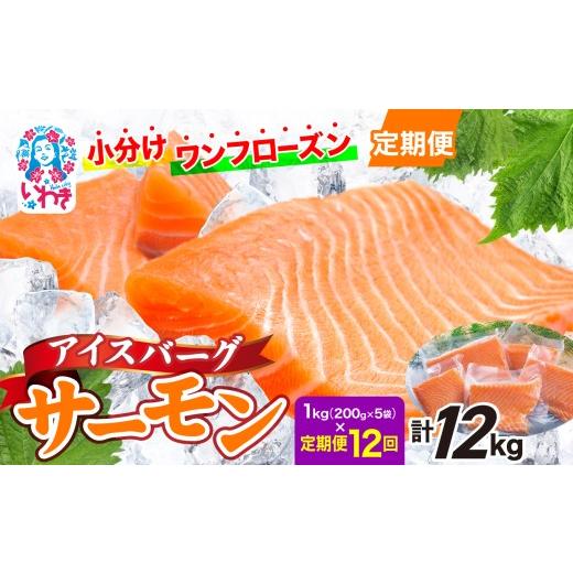 ふるさと納税 魚貝類 サーモン 福島県 いわき市 [定期便12回]アイスバーグサーモン(アトランティックサーモン) 約1kg(約200g×5袋) | 定期便 アイスバ…