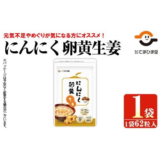 ふるさと納税 加工品等 鹿児島県 日置市 No.1293 てまひま にんにく卵黄生姜(62粒入×1袋) 鹿児島 日置市 ニンニク 健康食品 栄養 元気 カプセル 安全安心 生…