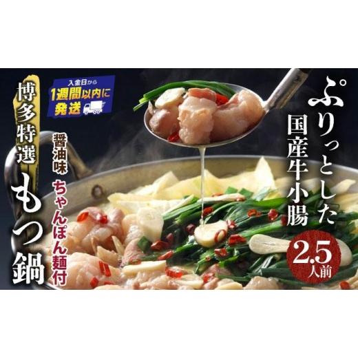 ふるさと納税 牛肉 もつ鍋 福岡県 篠栗町 プリプリの国産牛小腸のみ使用 博多特選もつ鍋(醤油味・2.5人前) 福岡ブランド | 短期配送 国産 ホルモン 牛 小腸 …