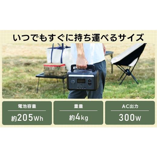 ふるさと納税 電化製品 長野県 伊那市  330-96 ロジテック ポータブル電源 200P ソーラーパネル 100W セット 容量 205Wh AC出力 300W DE-PS200PLBK+MPA-SP100D…の画像