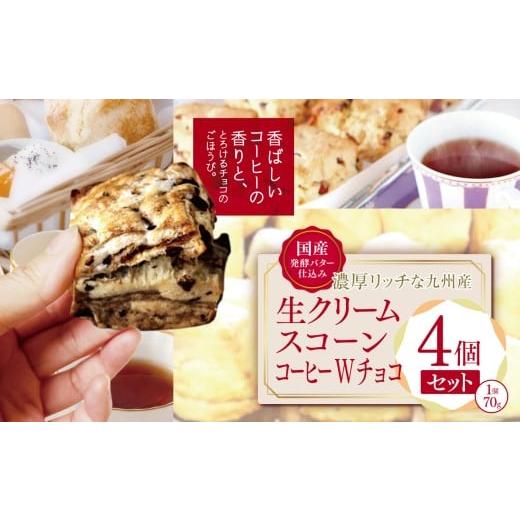 ふるさと納税 焼菓子・チョコレート 大分県 中津市 国産発酵バター仕込み濃厚リッチな九州産生クリームスコーン コーヒーWチョコ 4個セット | お菓子 菓子 お…
