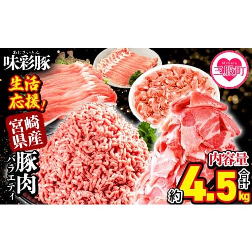 ふるさと納税 豚肉 炒め物 宮崎県 三股町 生活応援 宮崎県産 味彩豚 豚肉バラエティセット 約4.5kg レビューキャンペーン ぶた ブタ 切り落とし 豚こま ロー…