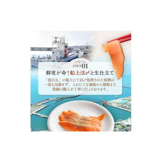 ふるさと納税 魚貝類 鮭 北海道 浦河町 船上活〆「生仕立て」スモークサーモン60g×12P定期便(全6回) 01-1519_2