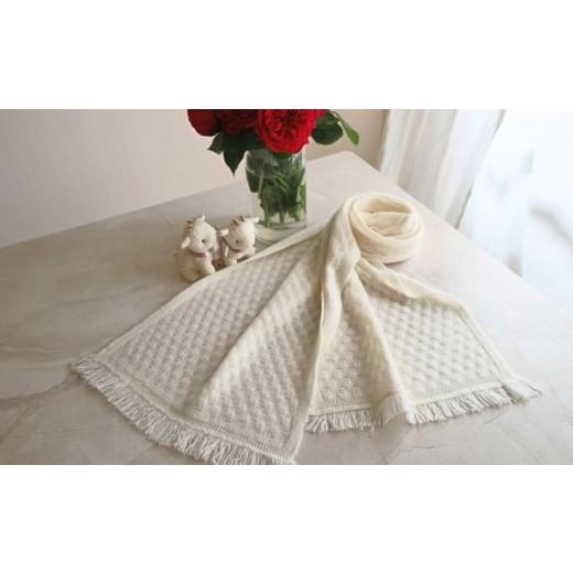 ふるさと納税 小物 ストール・マフラー 大阪府 泉佐野市 『Noble Fibre』100%カシミヤ・マフラー オーガニックホワイト(織り柄) 高級 カシミア おしゃれ フ…