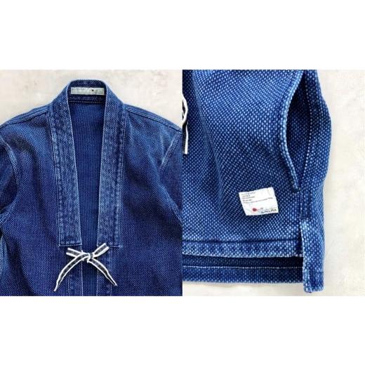 ふるさと納税 服 男 岡山県 倉敷市  小サイズ BLUE SAKURA 刺し子着物 ジャケット（半袖）DNTSW07ID 着物 ジャケット モダンジャケット 上着 服 ファッション …の画像