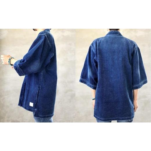 ふるさと納税 服 男 岡山県 倉敷市  特大サイズ BLUE SAKURA 刺し子着物 ジャケット（半袖）DNTSW07ID 着物 ジャケット モダンジャケット 上着 服 ファッショ…の画像