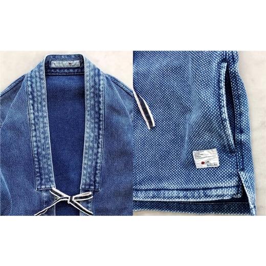 ふるさと納税 服 男 岡山県 倉敷市  特大サイズ BLUE SAKURA 刺し子 着物ジャケット（半袖）DNTSW07LID 着物 ジャケット モダンジャケット 上着 服 ファッショ…の画像