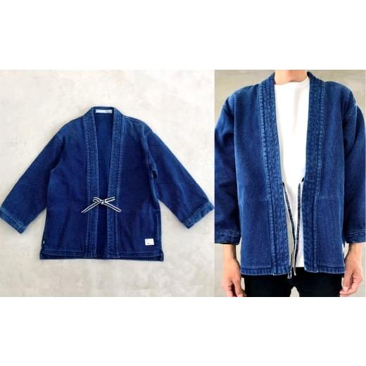 ふるさと納税 服 男 岡山県 倉敷市  小サイズ BLUE SAKURA刺し子着物ジャケット（長袖）DNTSW03ID 着物 ジャケット モダンジャケット 上着 服 ファッション 岡…の画像