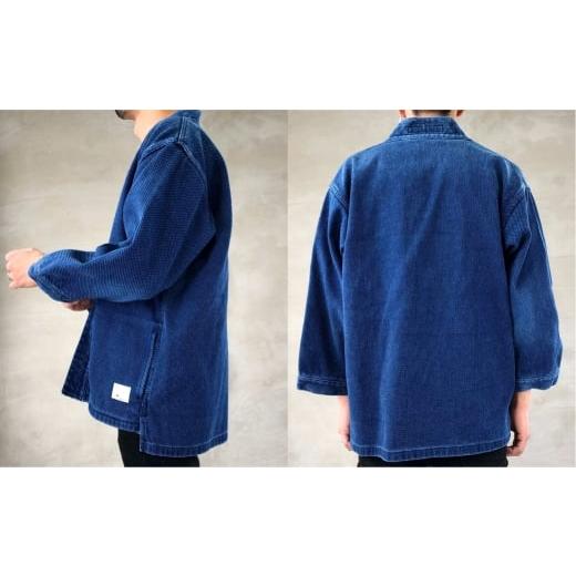 ふるさと納税 服 男 岡山県 倉敷市  小サイズ BLUE SAKURA刺し子着物ジャケット（長袖）DNTSW03ID 着物 ジャケット モダンジャケット 上着 服 ファッション 岡…の画像