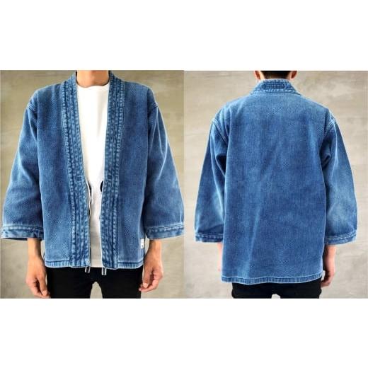 ふるさと納税 服 男 岡山県 倉敷市  特大サイズ BLUE SAKURA 刺し子 着物ジャケット（長袖）DNTSW03LID 着物 ジャケット モダンジャケット 上着 服 ファッショ…の画像