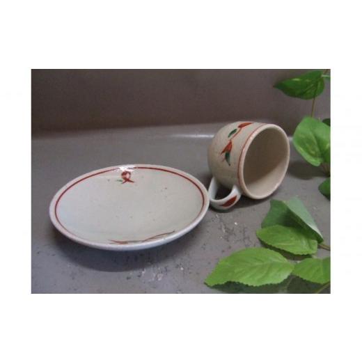 ふるさと納税 陶磁器・漆器・ガラス 滋賀県 甲賀市  信楽焼 白釉上絵付カップ＆ソーサー   うつわ nwu-025の画像