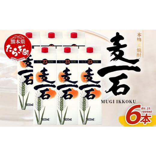 ふるさと納税 焼酎 麦 熊本県 多良木町 2月発送 麦一石 紙パック 1800ml × 6本 25度 純 麦焼酎 お酒 酒 焼酎 麦いっこく しょうちゅう 純麦 麦麹 国産麦 大…