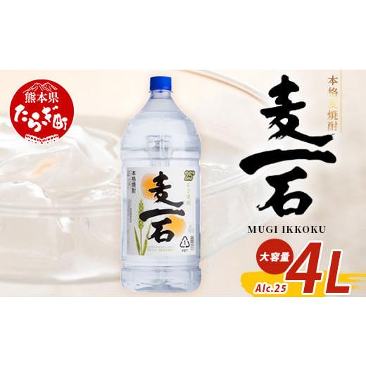 ふるさと納税 焼酎 麦 熊本県 多良木町 11月発送 メガボトル 純 麦焼酎 麦一石 4L エコペット 25度 焼酎 蔵元直送 4リットル パーティサイズ 麦 酒 麦麹 焼酎…