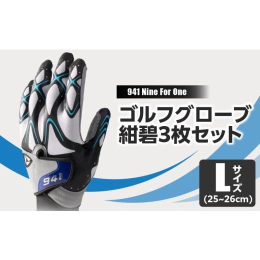 ふるさと納税 ゴルフグッズ 香川県 三木町 941R 〜Nine For One〜 ゴルフグローブ 紺碧3枚セット L(25~26cm)|ゴルフ ゴルフグッズ ゴルフ用品 スポーツ …