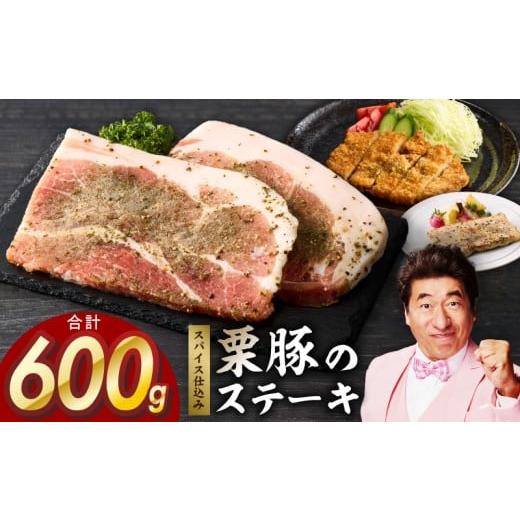 ふるさと納税 豚肉 ステーキ 大阪府 泉佐野市 栗豚 ステーキ 600g オリジナルスパイス仕込み 小分け 1パック2枚入 300g×2P 豚肉 焼くだけ お試し 普段使い
