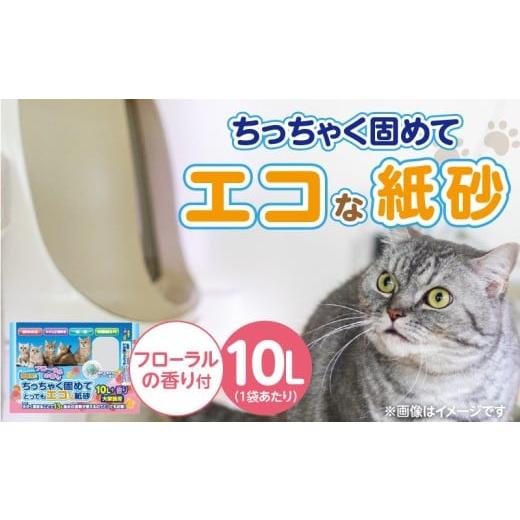 ふるさと納税 雑貨・日用品 福岡県 久留米市 ちっちゃく固めてエコな紙砂 フローラルの香り 10L×5袋セット _ 紙砂 セット内容 フローラルの香り 10L×5袋 猫…