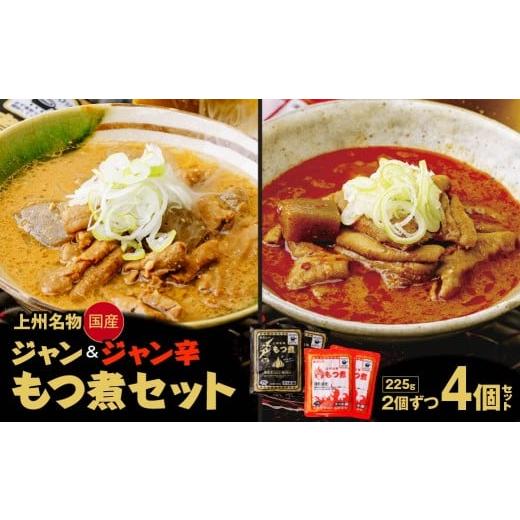 ふるさと納税 加工品等 群馬県 前橋市 もつ煮専門店 雷太郎 ジャン辛もつ煮 ジャンもつ煮 1人前×4個/2種 | 旨辛 モツ煮 もつ煮込み モツ煮込み 辛くない ビ…