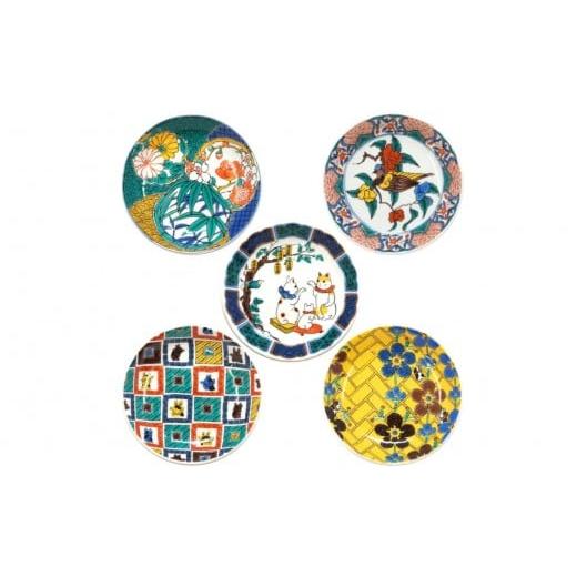 ふるさと納税 食器・グラス 小皿 石川県 - 九谷焼 麗和皿3寸 花鳥風月シリーズ5枚 Aセット(藤文様)