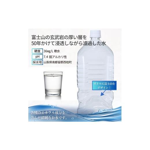 ふるさと納税 水・ミネラルウォーター 1L〜2L 山梨県 西桂町  3ヶ月定期便 ミネラルウォーター「甲斐のやさしい水 富士山麓」ラベルレス2L 6本 2ケース／ お水…の画像
