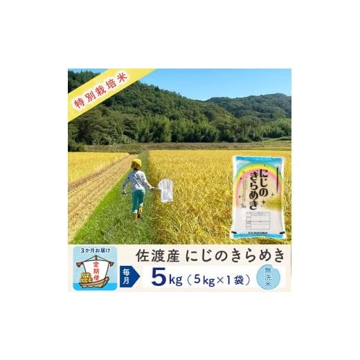 ふるさと納税 米 新潟県 佐渡市 新米予約 3か月定期便 佐渡島産にじのきらめき 無洗米5Kg 令和7年 特別栽培米 農家直送
