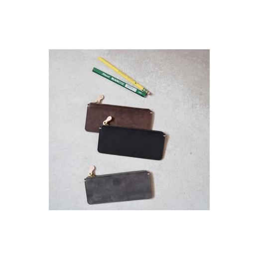 ふるさと納税 文房具・玩具 大阪府 河内長野市 Teha'amana Square pencase Smoke テハマナ スクエアペンケース スモーク グレー 革 皮 雑貨 おしゃれ レザー…