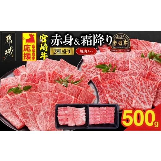 ふるさと納税 牛肉 焼肉・バーベキュー 宮崎県 都城市 畜産農家応援 宮崎牛焼肉2種セット250g×2パック_13-N202_(都城市) 赤身 霜降り 肩ロース ウデ モモ 焼…