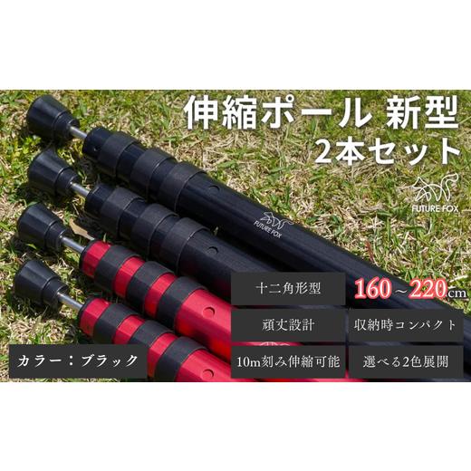 ふるさと納税 アウトドアグッズ 長野県 松川町 FUTURE FOX 伸縮ポール 新型 十二角形型 2本セット 160~220cm ブラック[FF27-01] // キャンプ アウトドア …